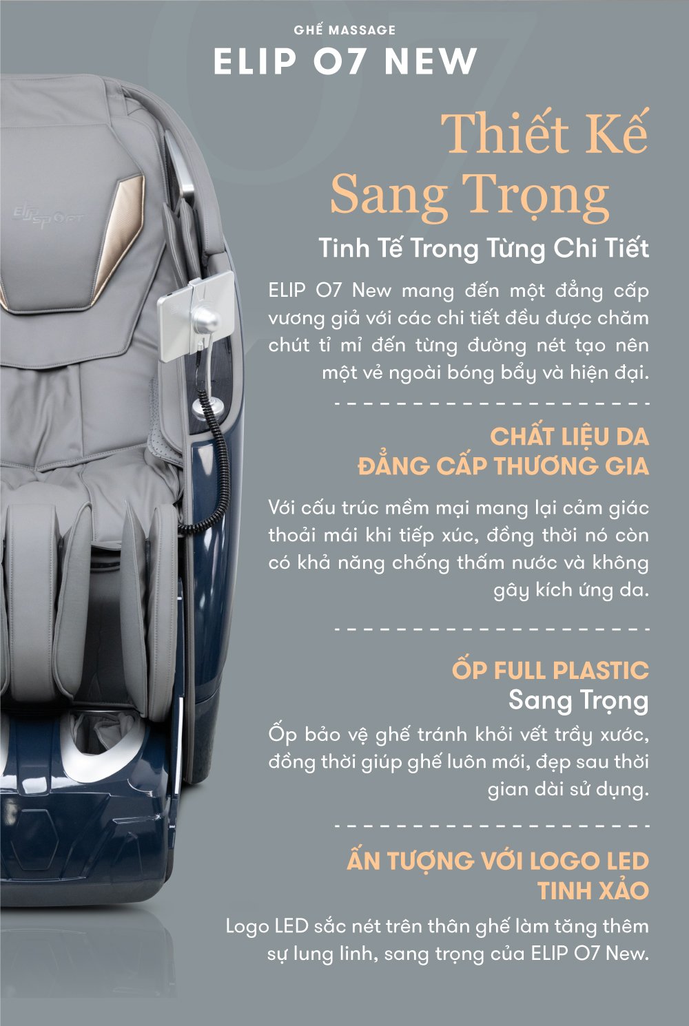 ghế massage elip o7 new thiết kế hiện đại