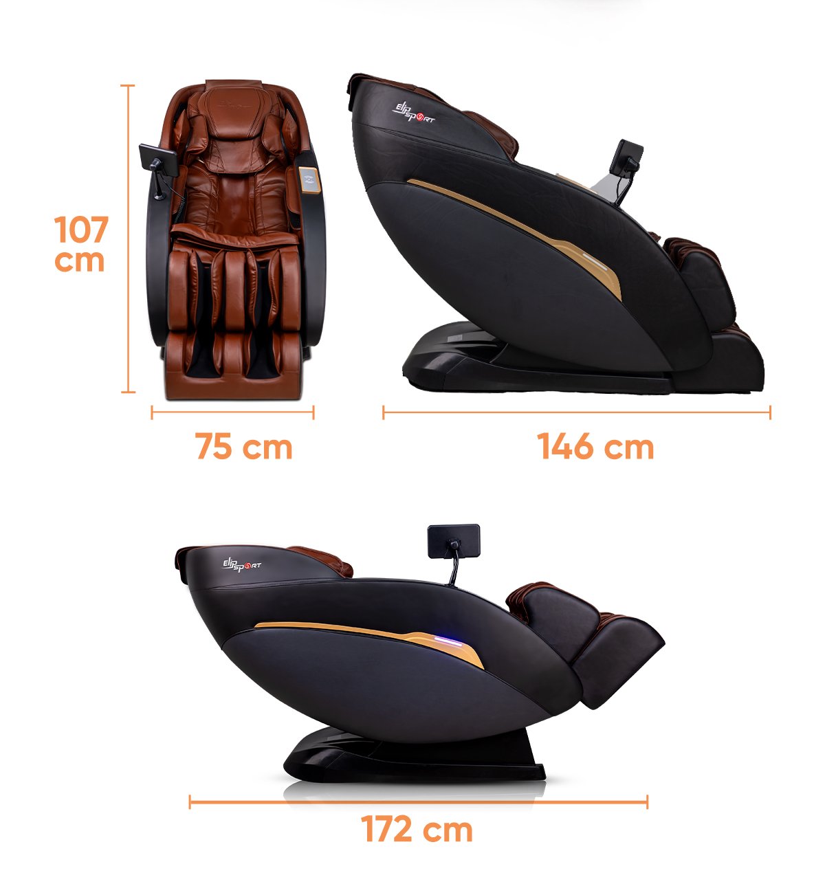 ghế massage elip e3 new kích thước lý tưởng