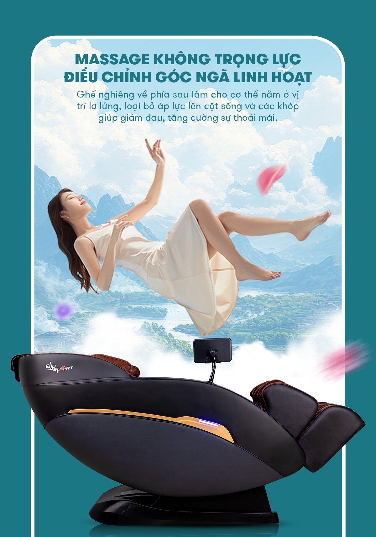 ghế massage elip e3 new với chế độ massage không trọng lực