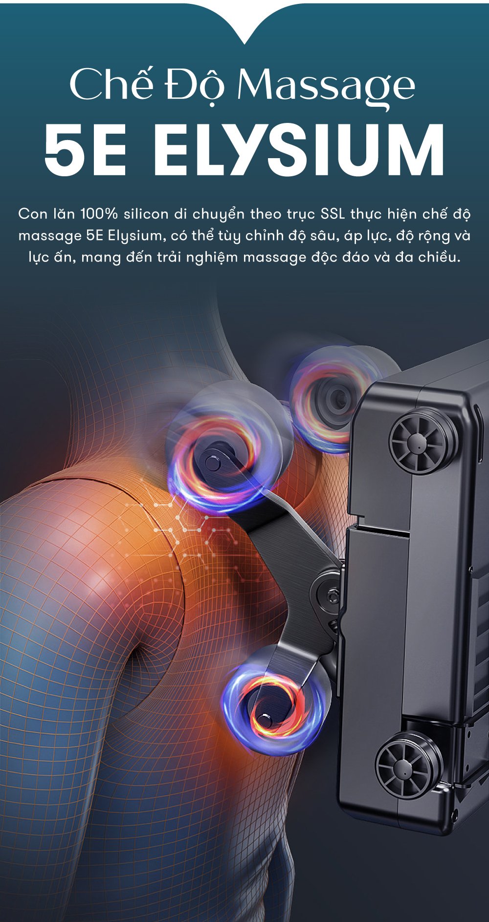 ghế massage elip với chế độ massage 5E