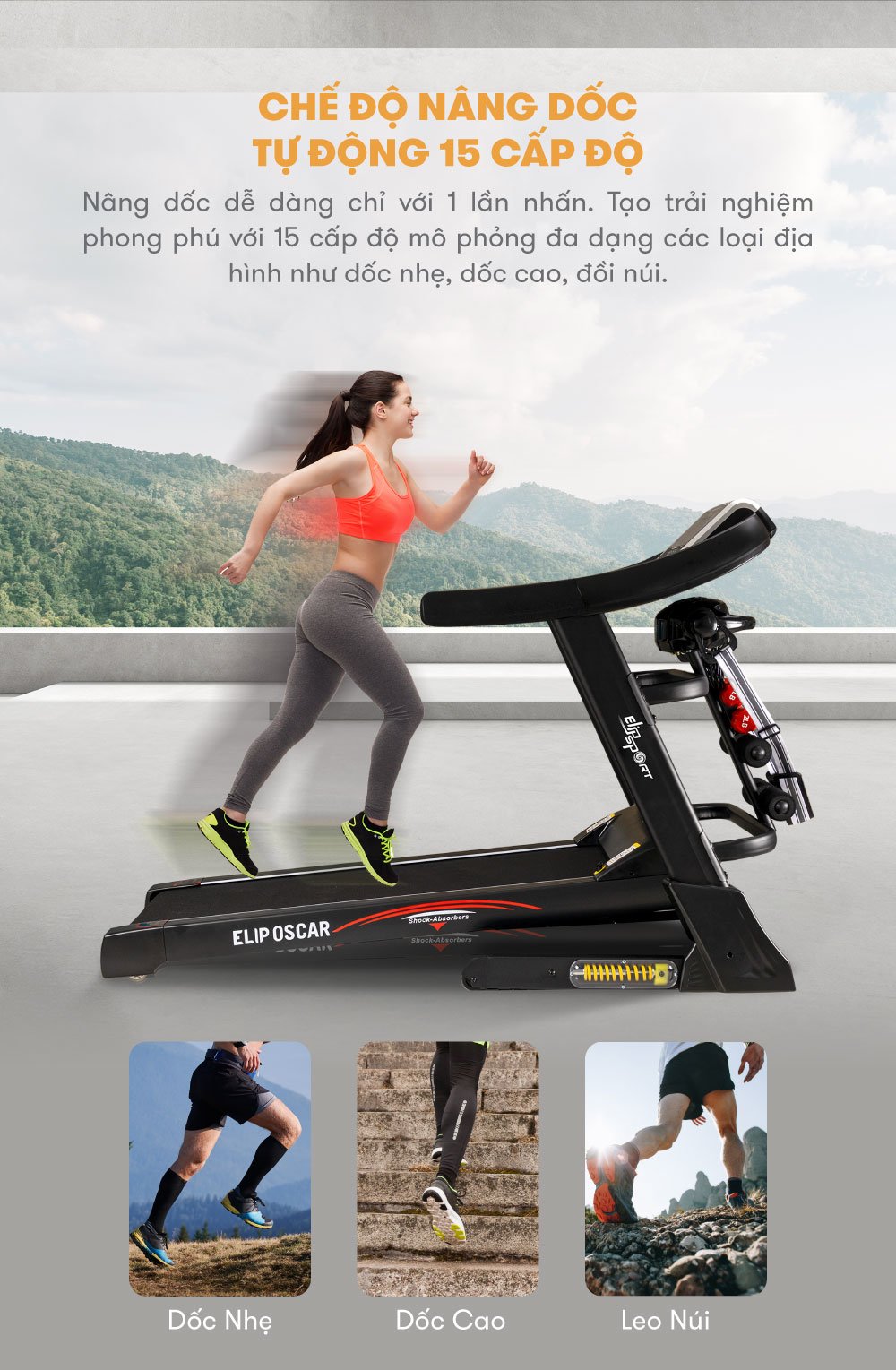 Máy chạy bộ ELIP Oscar - Black 53 Oscar Black 12