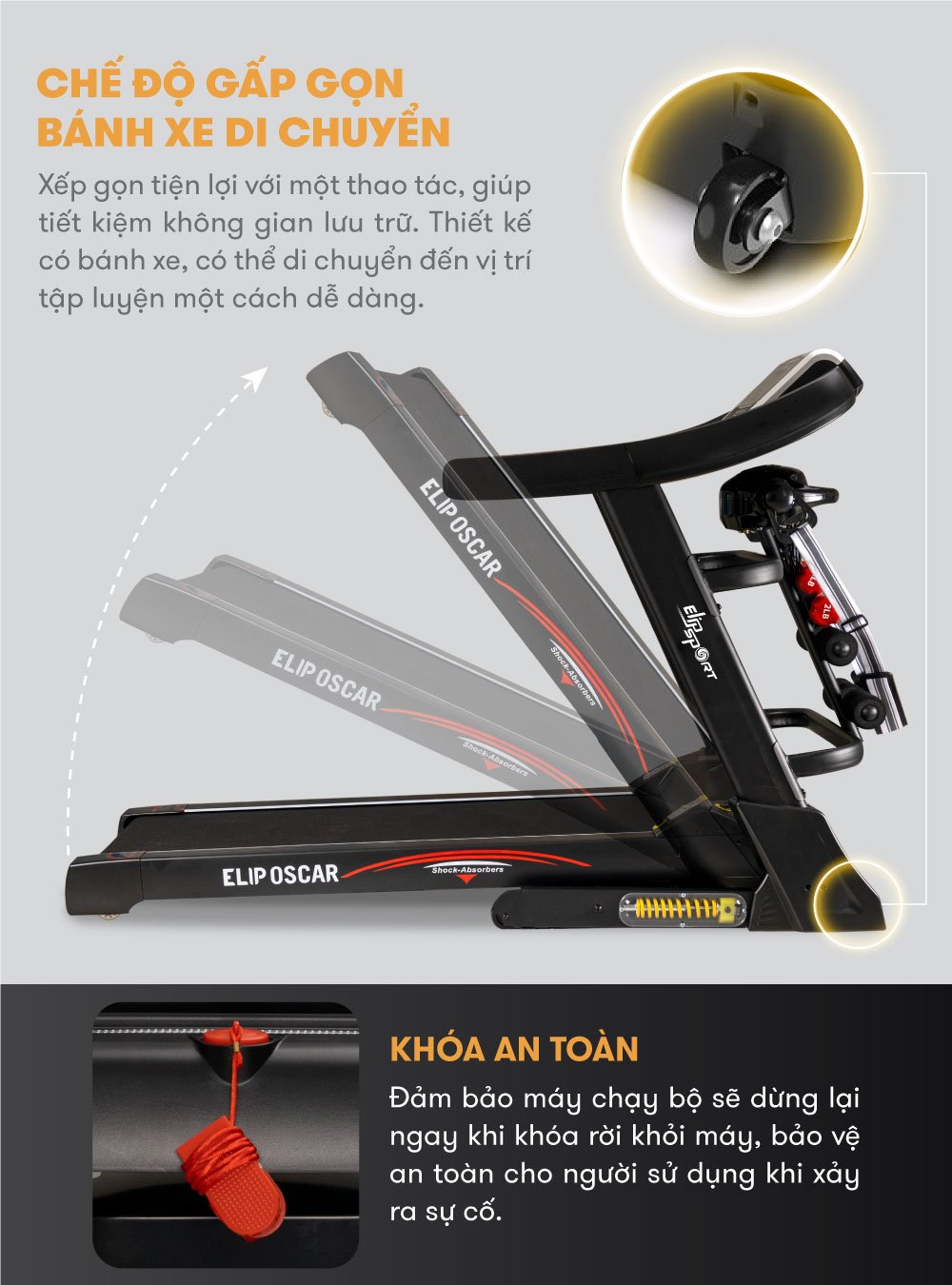 Máy chạy bộ ELIP Oscar - Black 54 Oscar Black 13