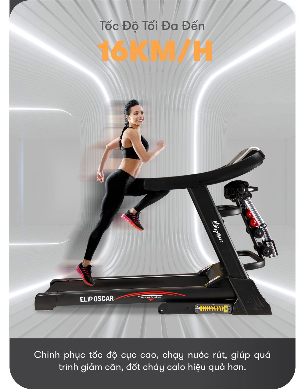 Máy chạy bộ ELIP Oscar - Black 45 Oscar Black 4