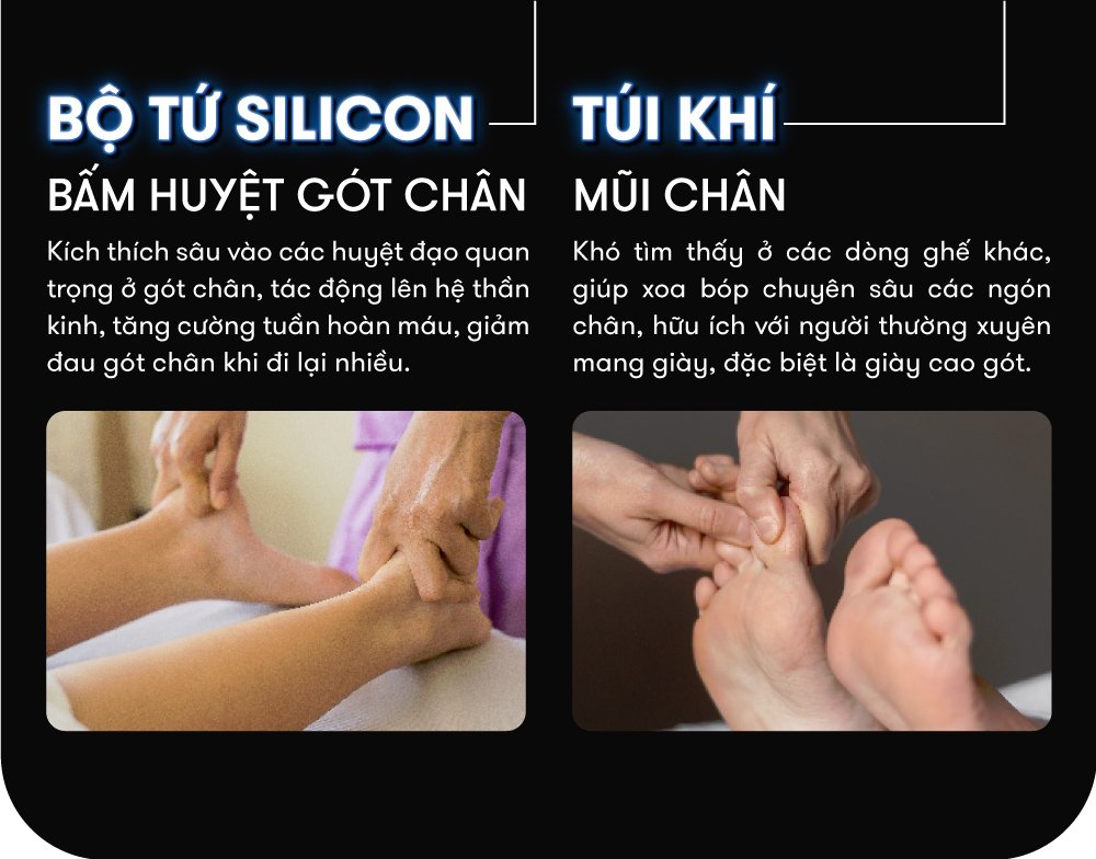ghế massage elip g10 sử dụng bộ tứ silicon
