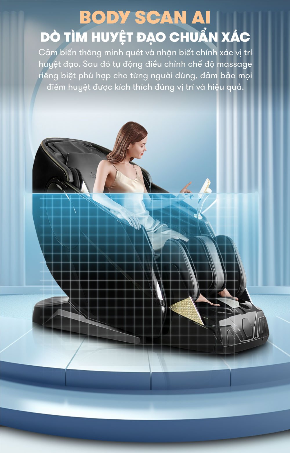 ghế massage elip o7 chế độ body scan AI