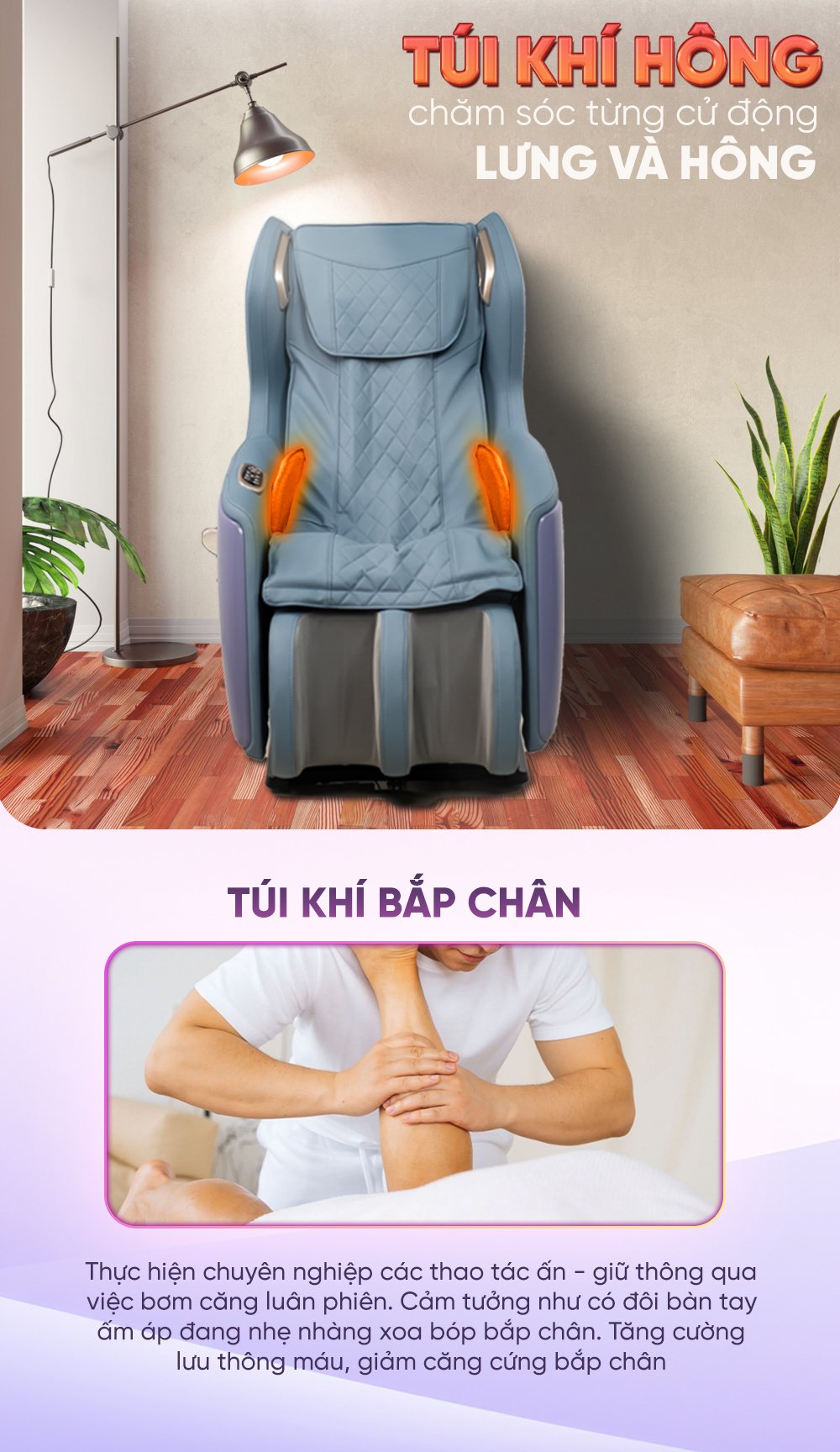 ghế massage elip d6 túi khí hông