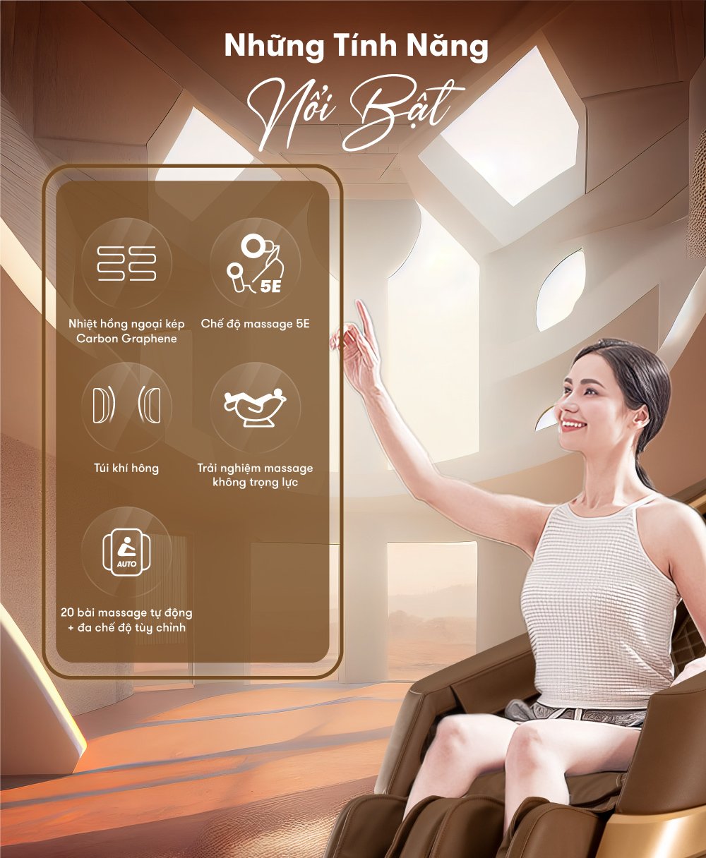 ghế massage elip o3 sở hữu nhiều tính năng nổi bật