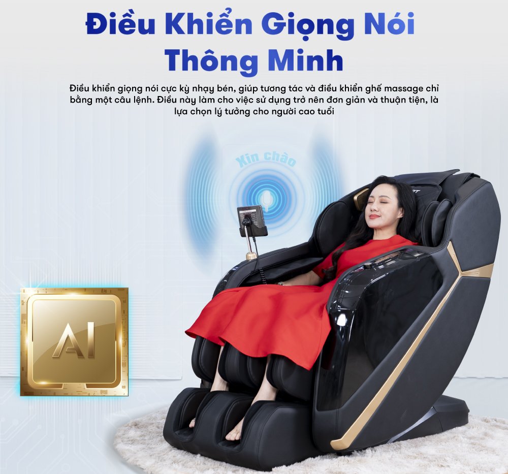 ghế massage elip o4 sở hữu chế độ điều khiển giọng nói thông minh
