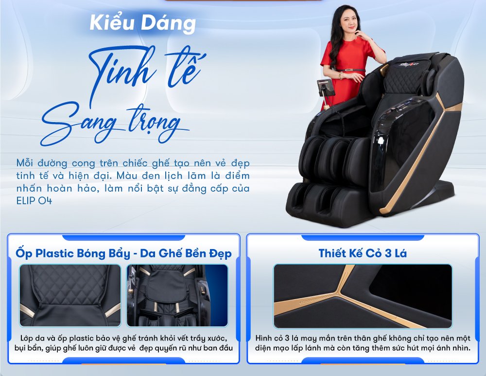 ghế massage elip o4 sở hữu kiểu dáng sang trọng