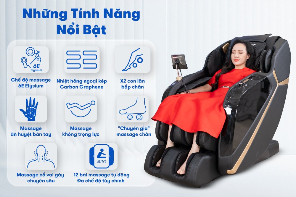 ghế massage toàn thân elip o4 sở hữu nhiều chế độ