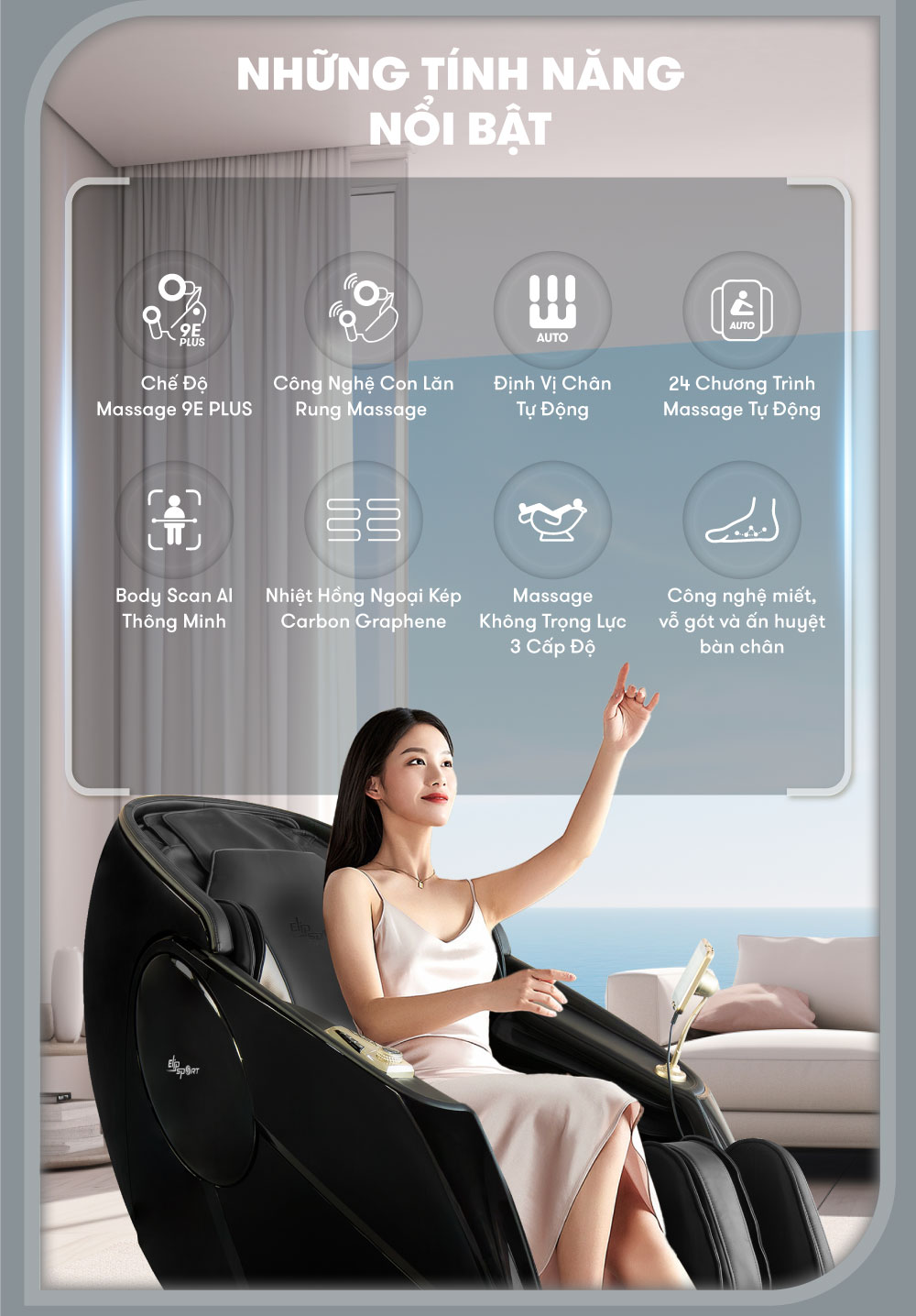 ghế massage elip o7 sở hữu tính năng nổi bật