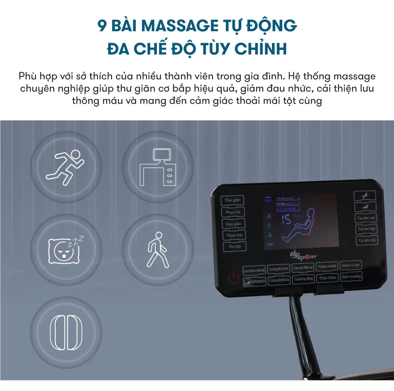 ghế massge elip d7 với nhiều bài massage tự động