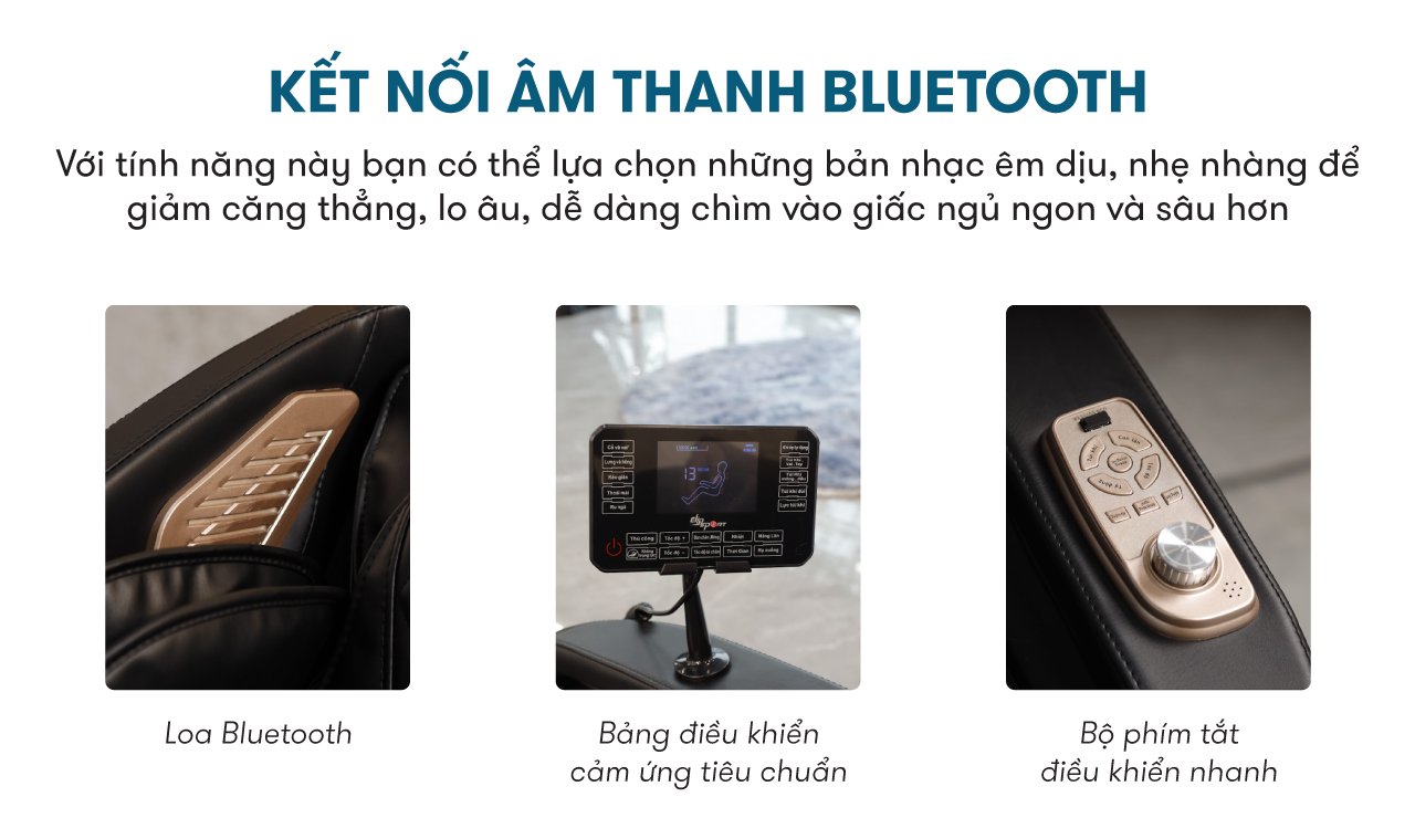 ghế massge elip d7 chế độ kết nối bluetooth thông minh