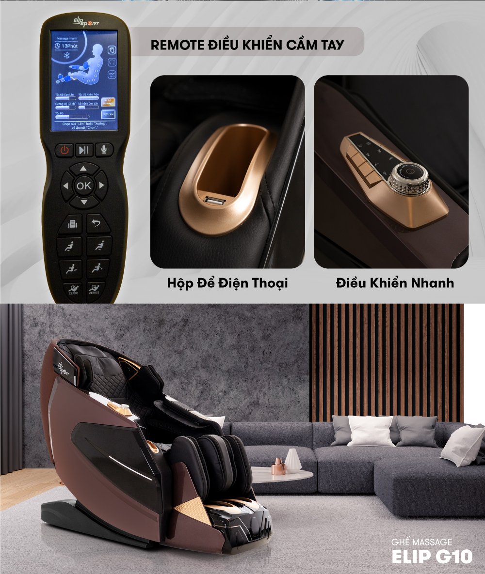 Ghế Massage ELIP G10 sử dụng remote điều khiển cầm tây