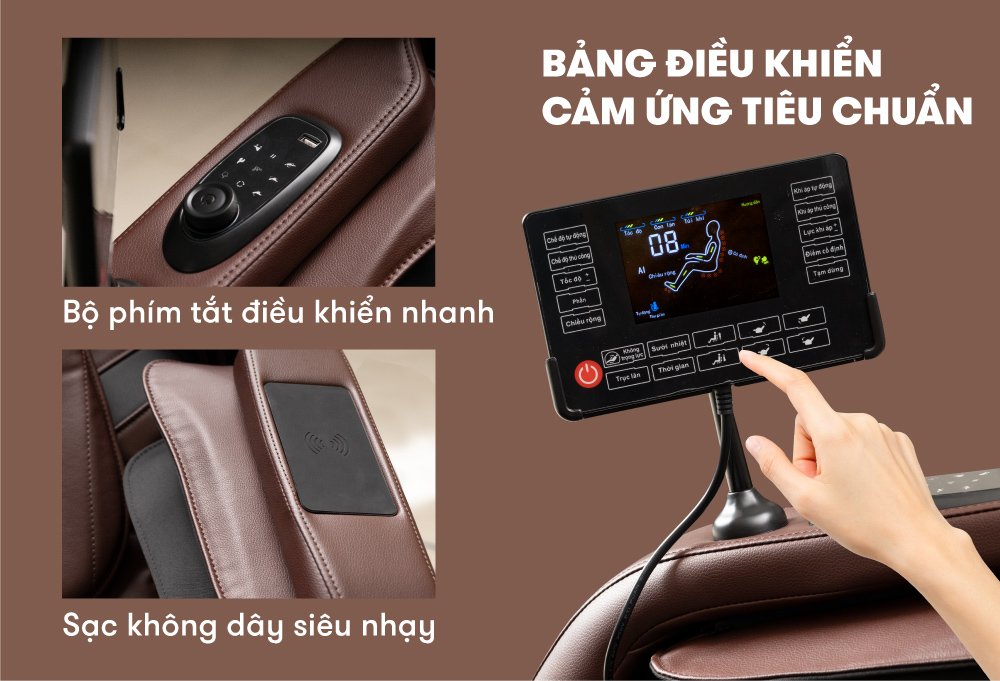 ghế với bảng điều khiển cảm ứng tiêu chuẩn