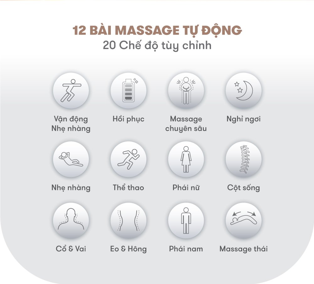 ghế massage elip ares new với 12 bài massage tự động