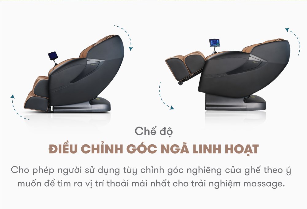 ghế massage elip ares new chế độ điều chỉnh góc ngã linh hoạt