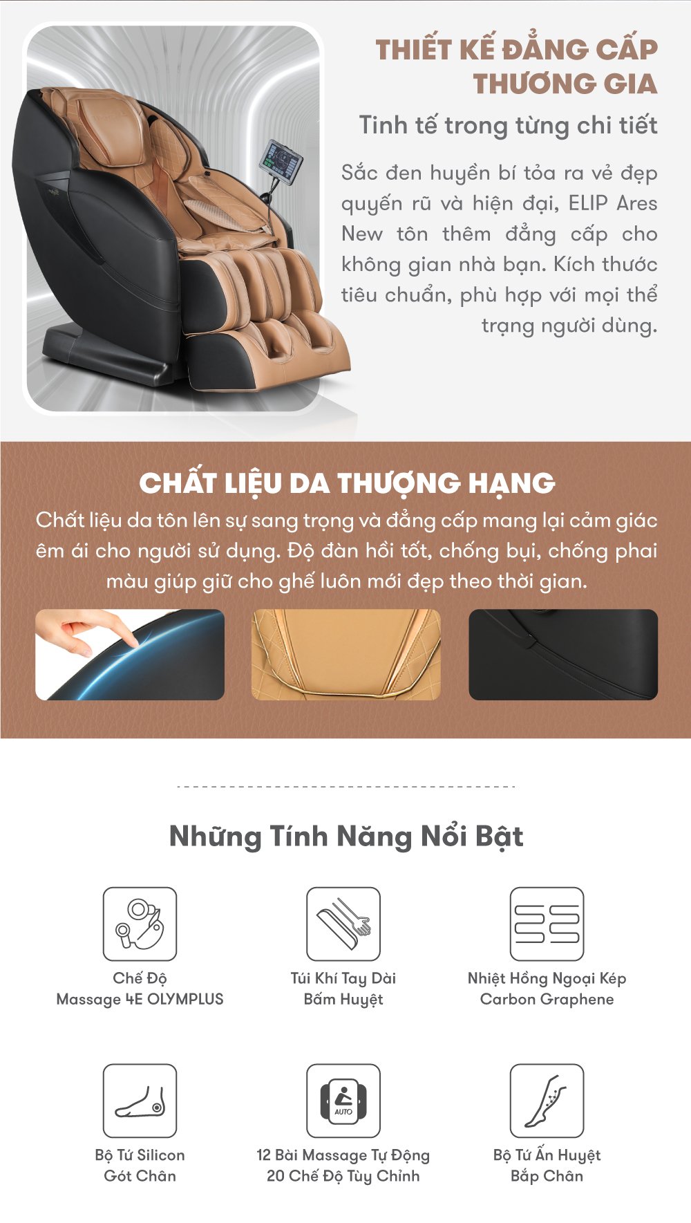 ghế massage elip ares new mang thiết kế đẳng cấp thương gia
