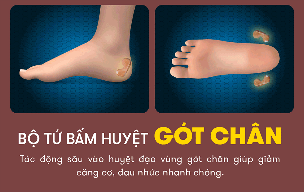 ghế massage elip d5 với bộ tứ bấm huyệt gót chân