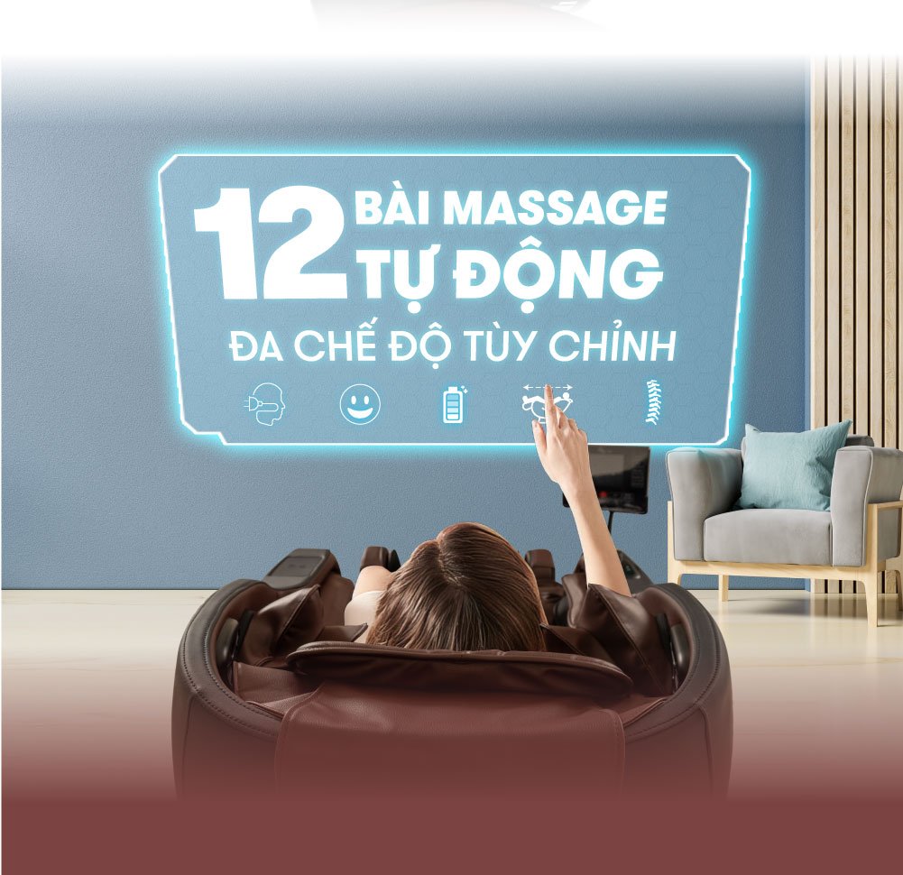 ghế massage elip d5 với 12 bài massage tự động