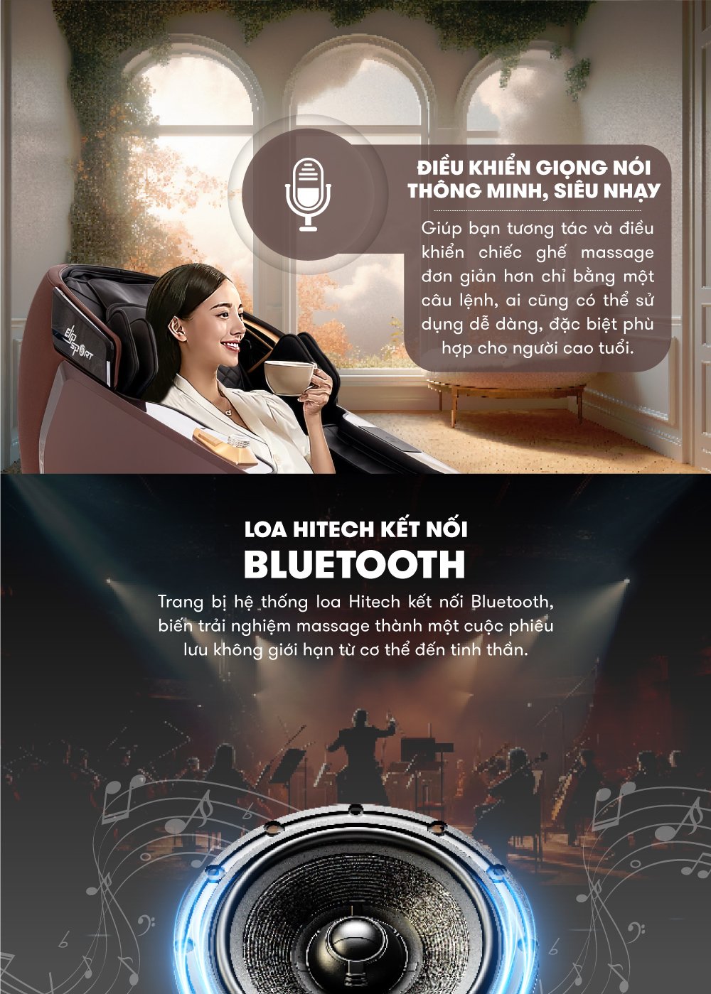 Ghế Massage ELIP G10 với chế độ điều khiển giọng nói thông minh