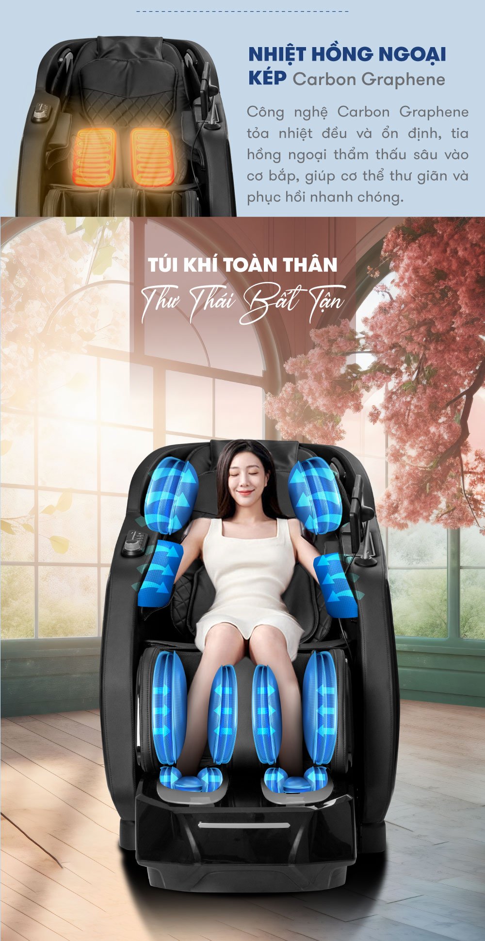 ghế massage elip g9 sử dụng nhiệt hồng ngoại kép