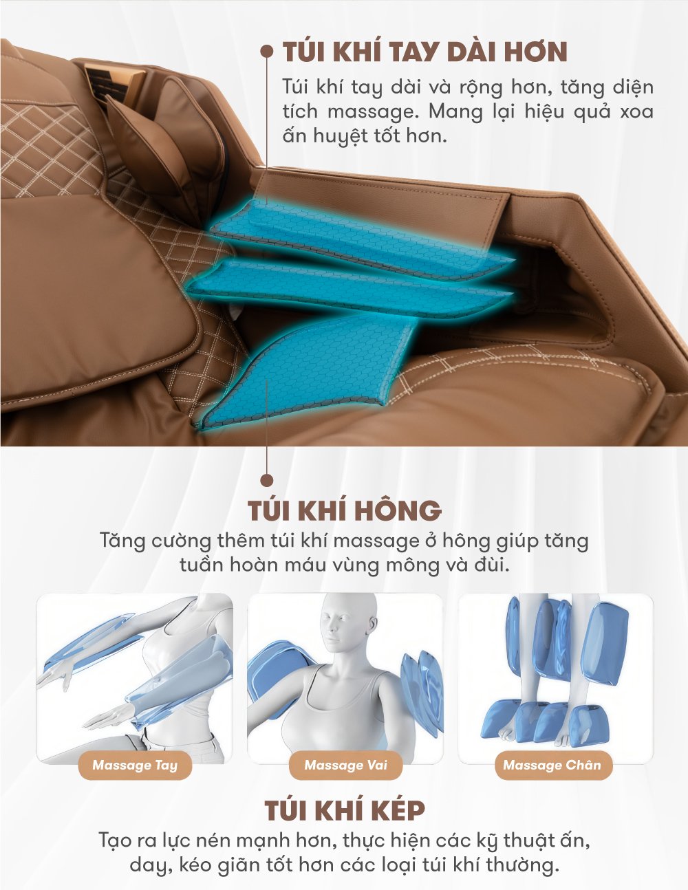 ghế massage elip o3 túi khí tay dài hơn