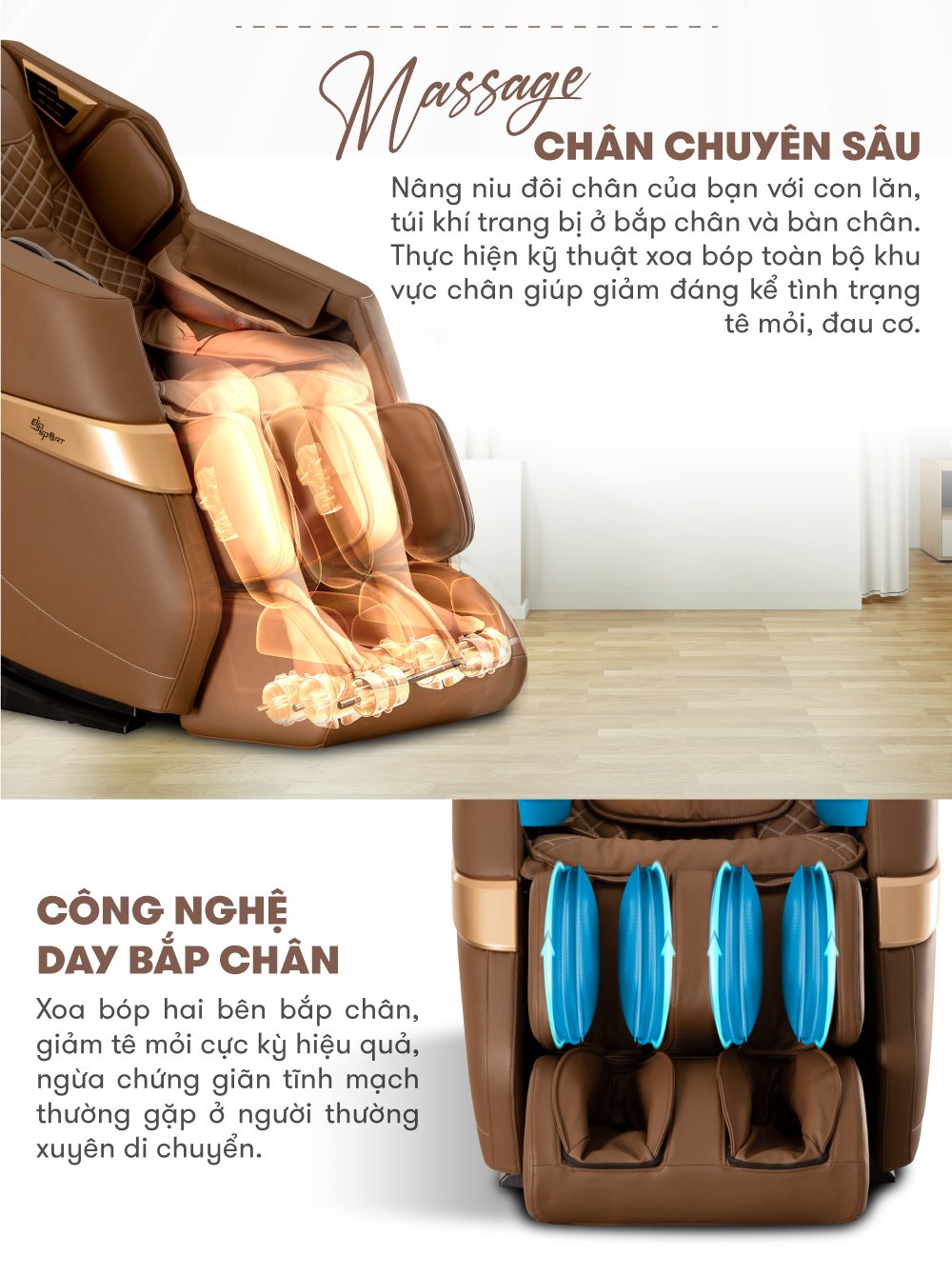 ghế massage elip o3 chế độ massage chân chuyên sâu