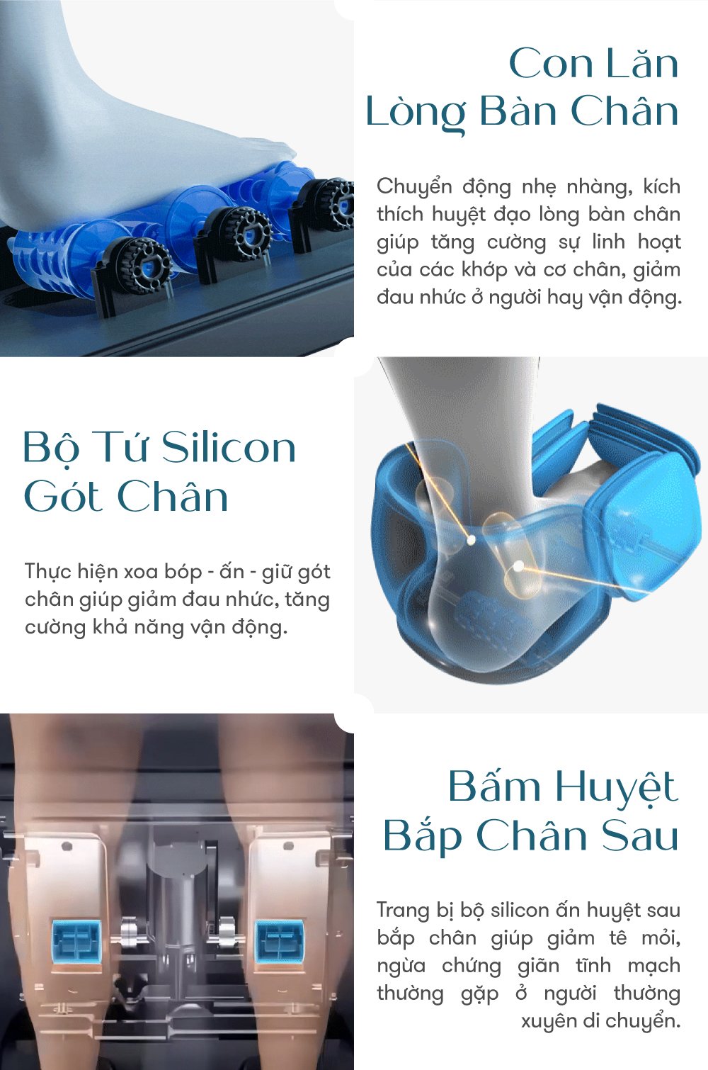 ghế massage elip với con lăn lòng bàn chân