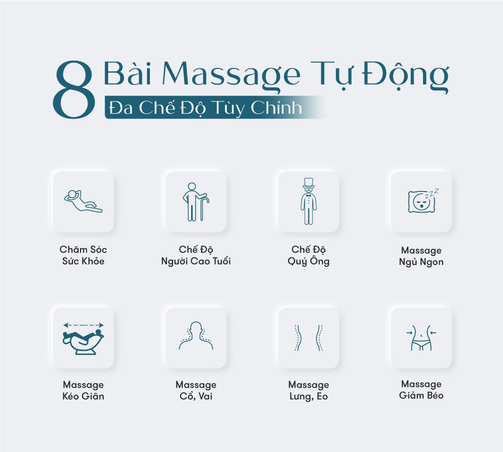 ghế massage elip o3 black gray với 8 bài massage tự động