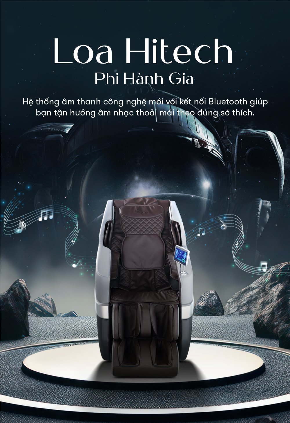 ghế massage elip o3 black gray sở hữu loa hitech