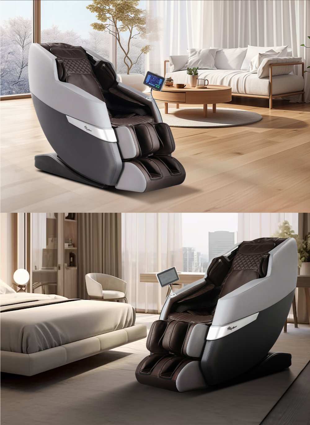 ghế massage elip o3 black gray thiết kế sang trọng