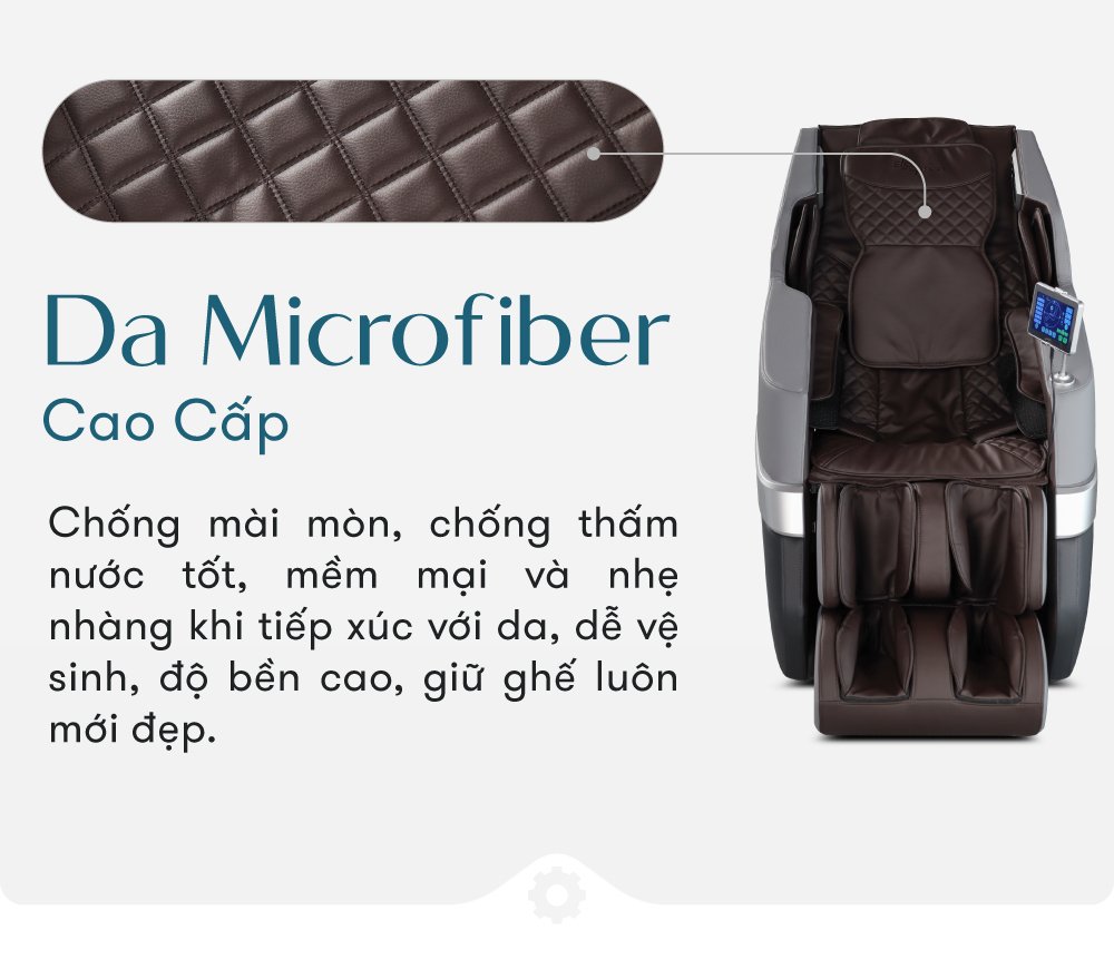ghế massage elip o3 black gray sở hữu da microfiber cao cấp