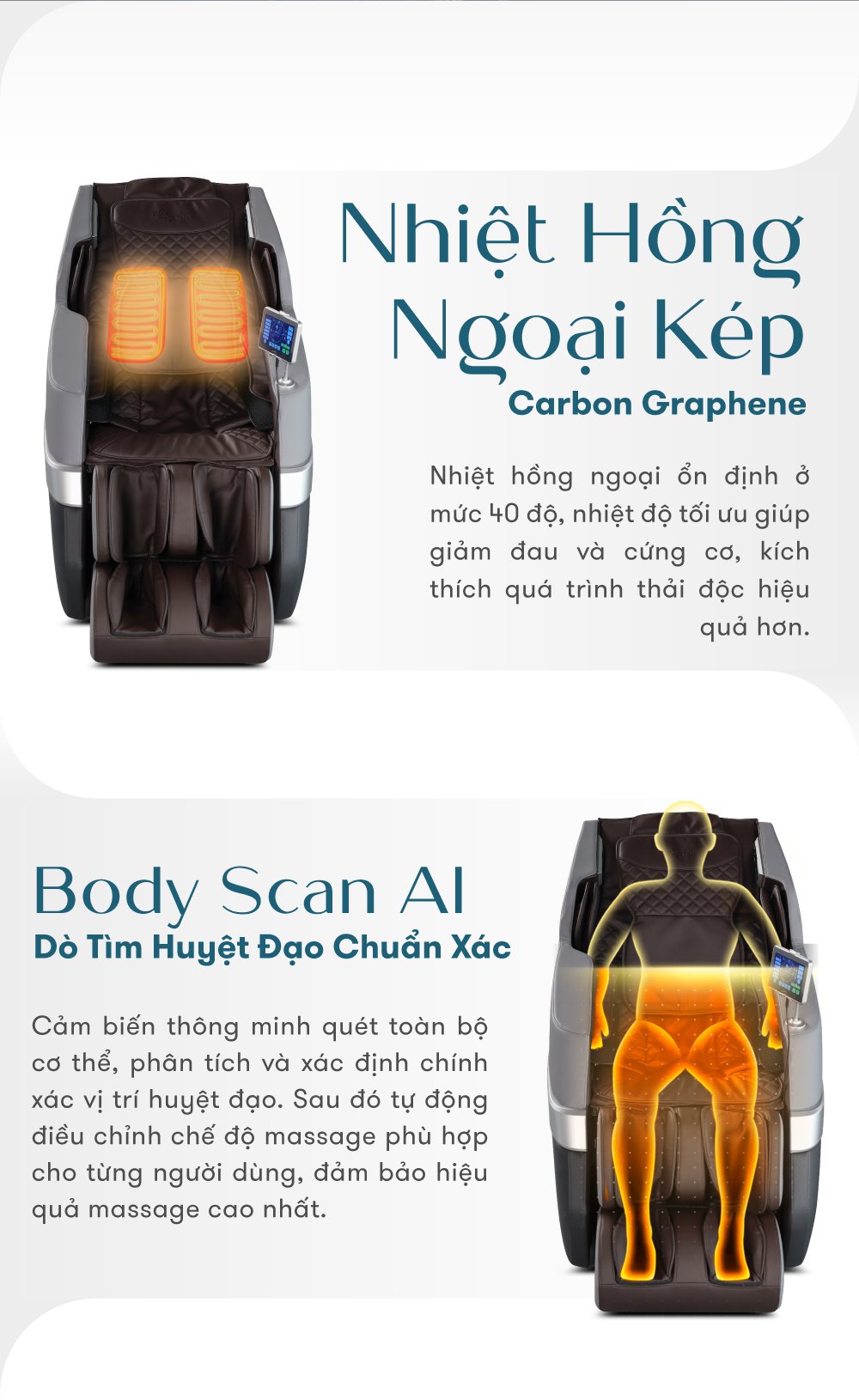 ghế massage elip toàn thân với chế độ nhiệt hồng ngoại kép