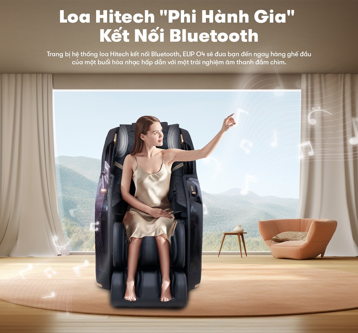 ghế massage elip o4 cùng chế độ kết nối bluetooth