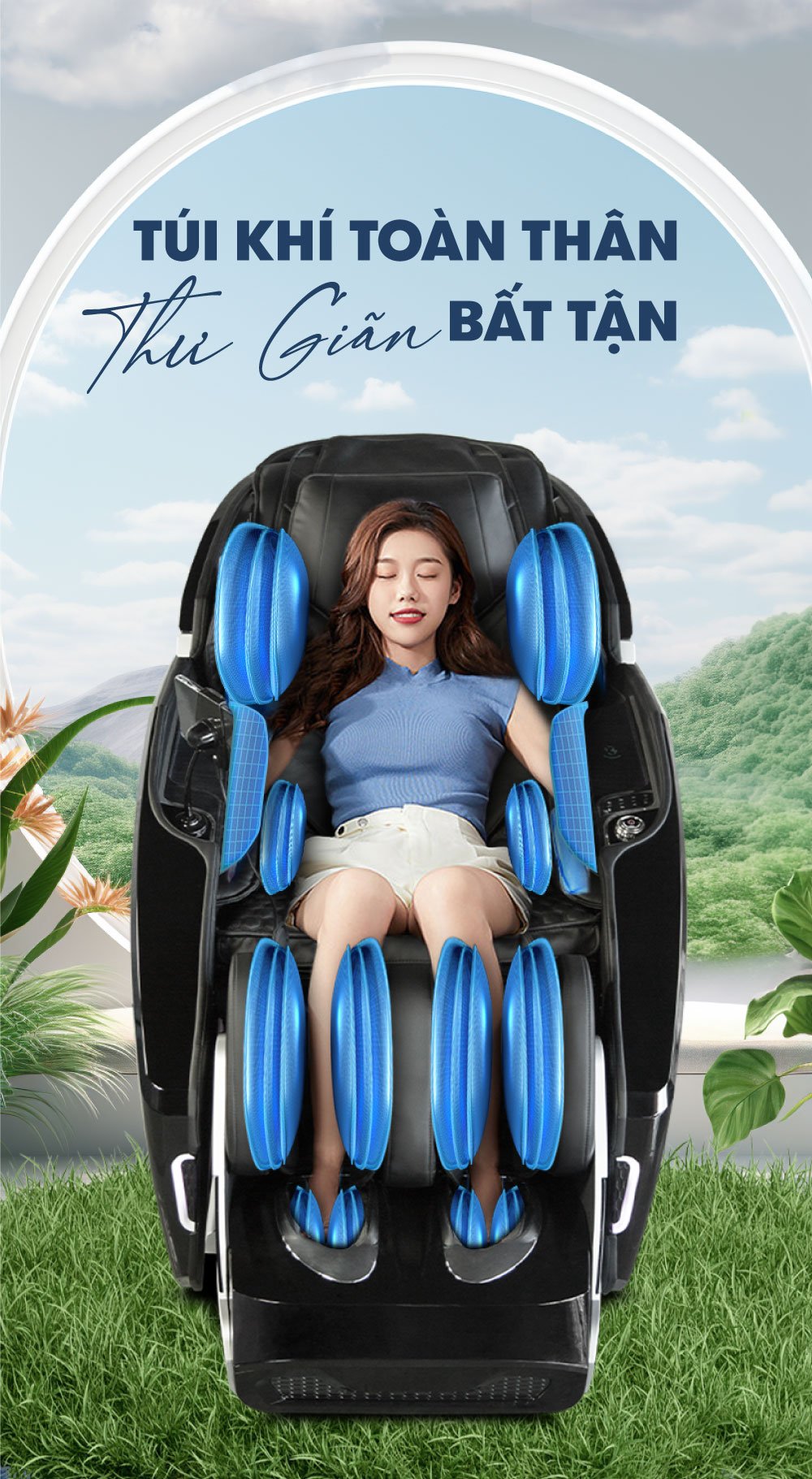 ghế massage elip o8 black túi khí toàn thân thư giãn