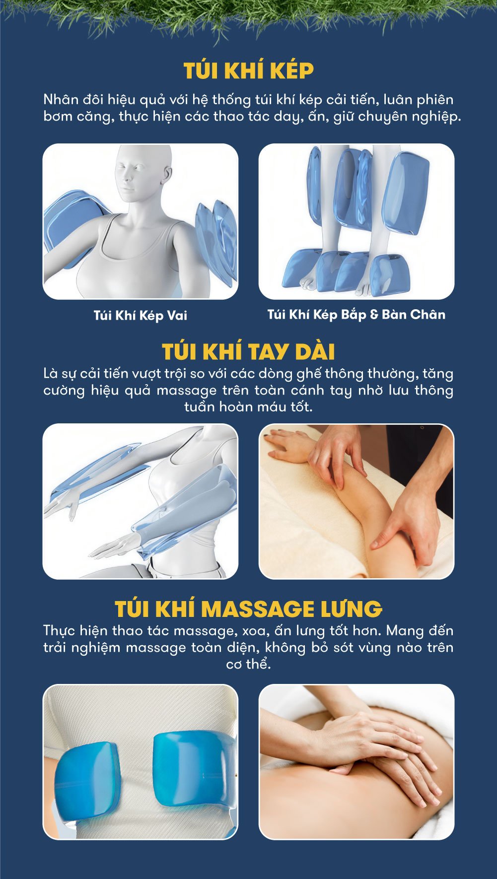 ghế massage elip o8 black hệ thống túi khí kép