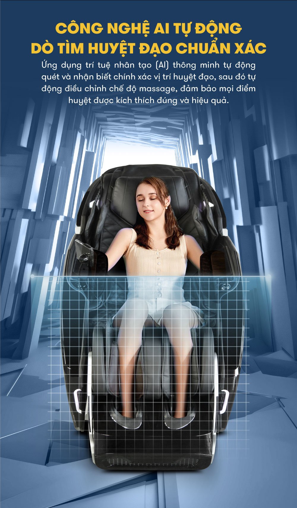 ghế massage elip o8 black công nghệ AI tự động