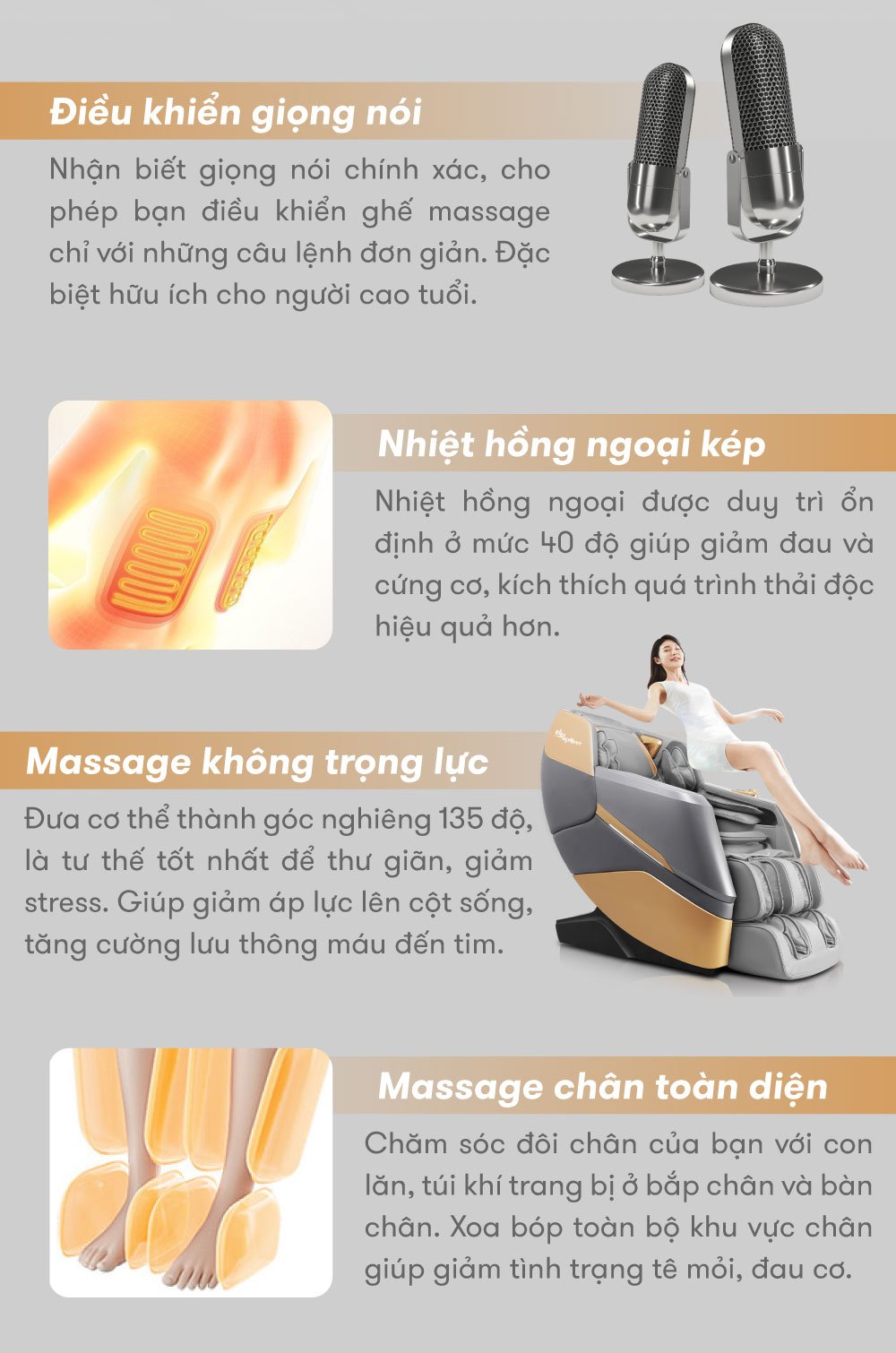 Ghế massage ELIP Plutoni Gray