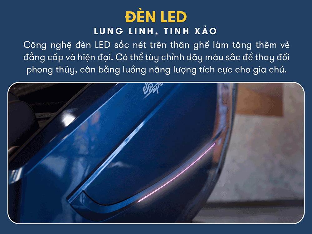 ghế massage với đèn LED lung linh đẳng cấp