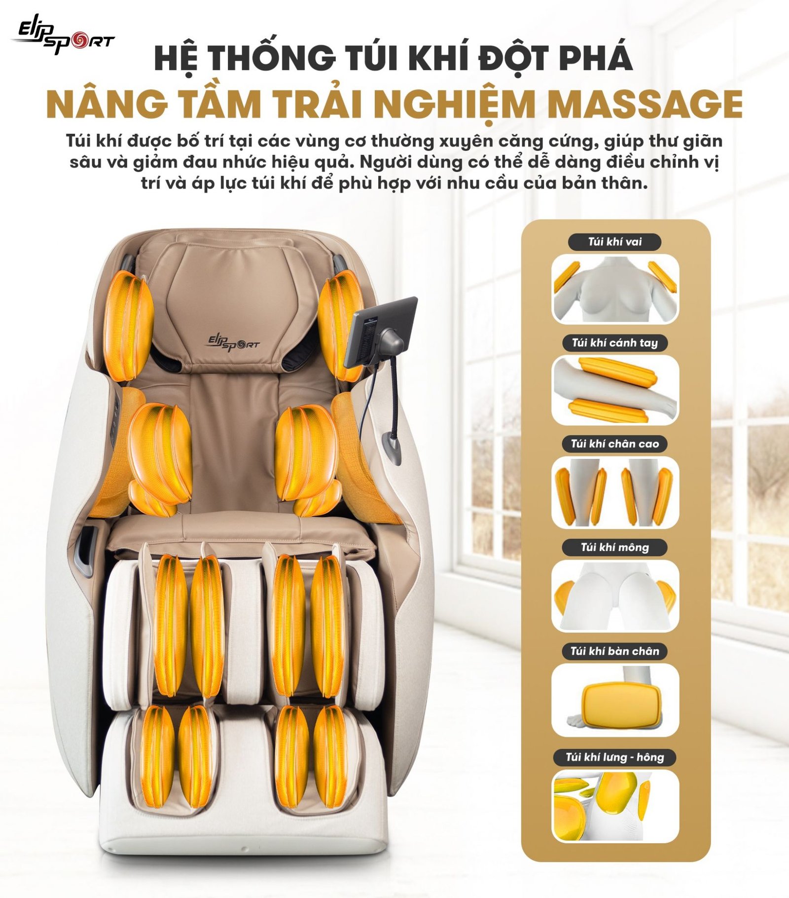 ghế massage elip p8 - túi khí