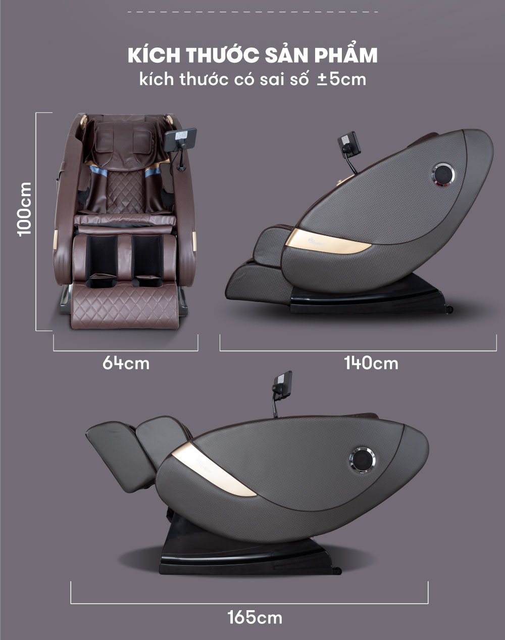 ghế mát xa thiết kế kích thước phù hợp với khách hàng