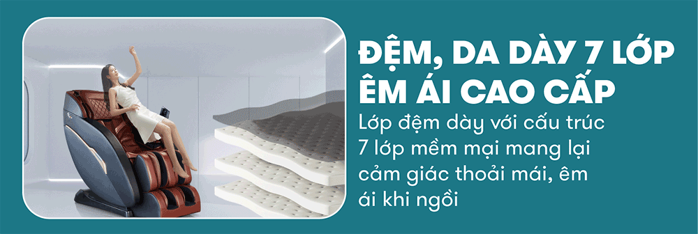 ghế massage elip e3 với đệm da dày 7 lớp