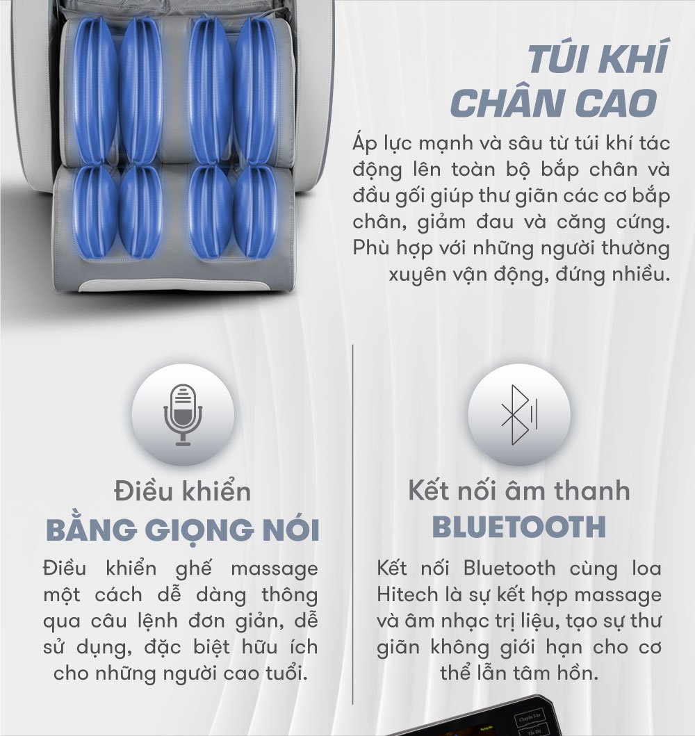 ghế massage elip e4 túi khí chân cao