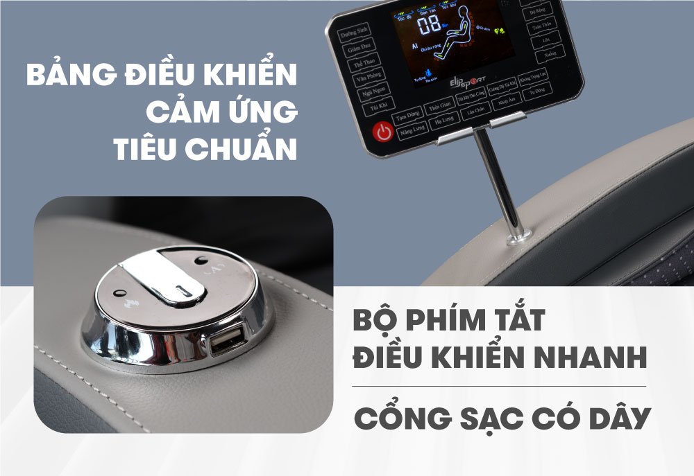 ghế massage elip e4 bảng điều khiển cảm ứng