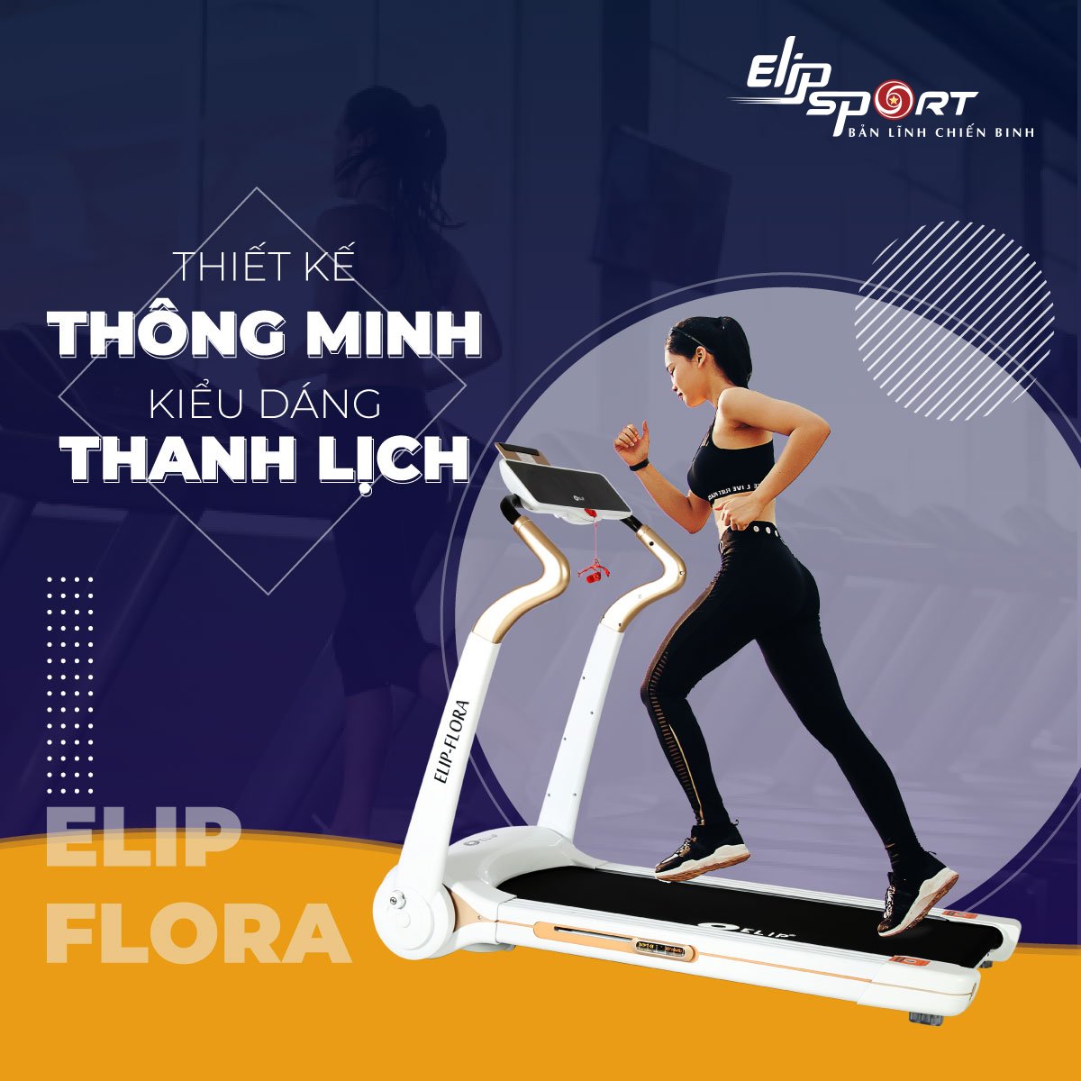 Máy chạy bộ điện đơn năng ELIP Flora