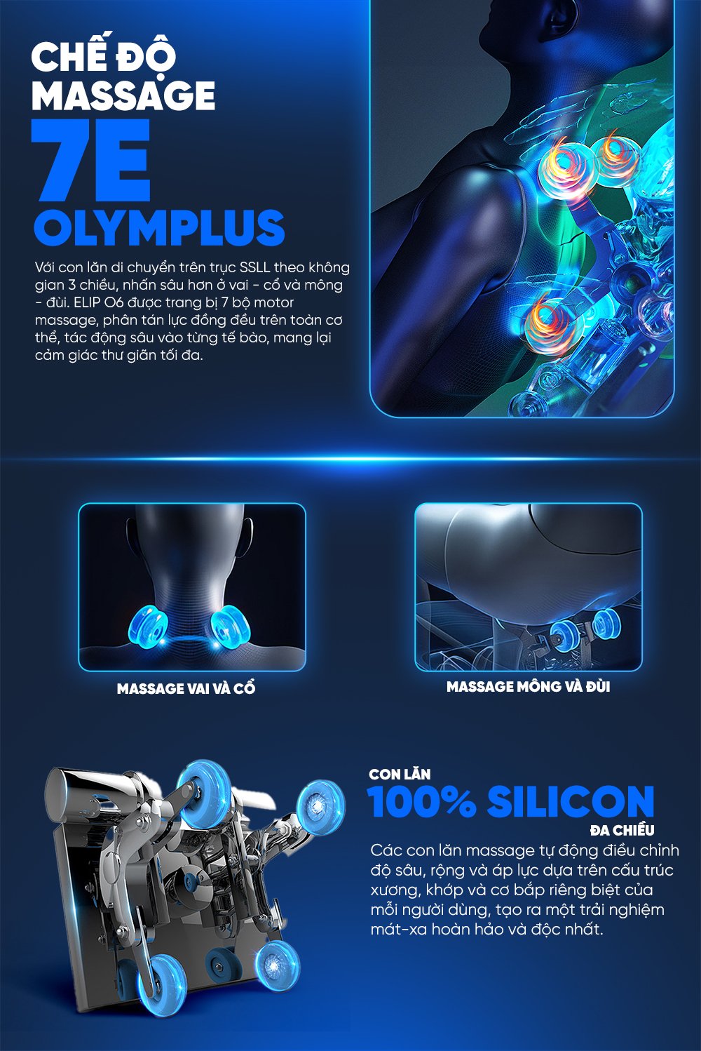 ghế massage elip o6 chế độ massage 7E