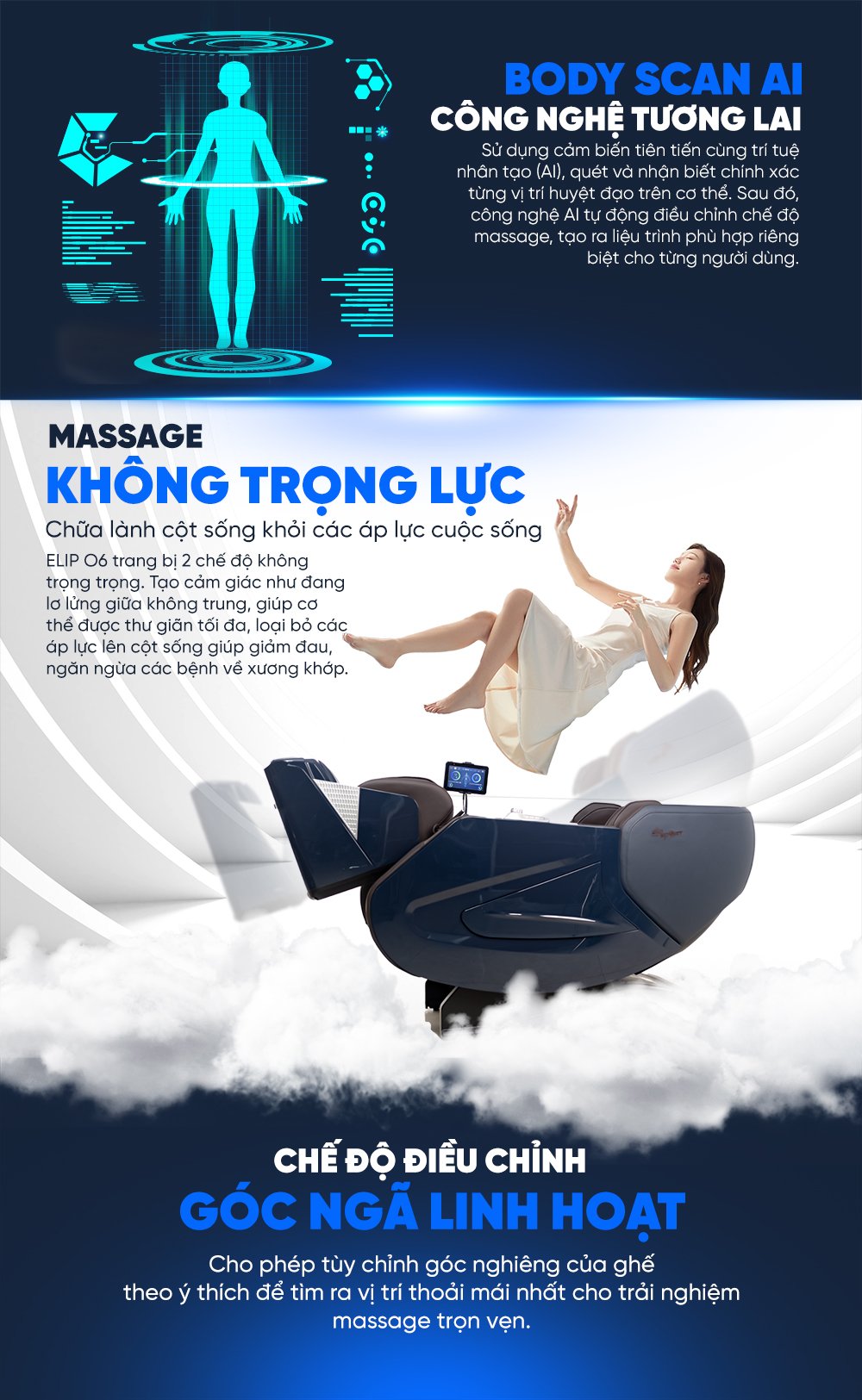 ghế massage elip o6 sử dụng body scan AI