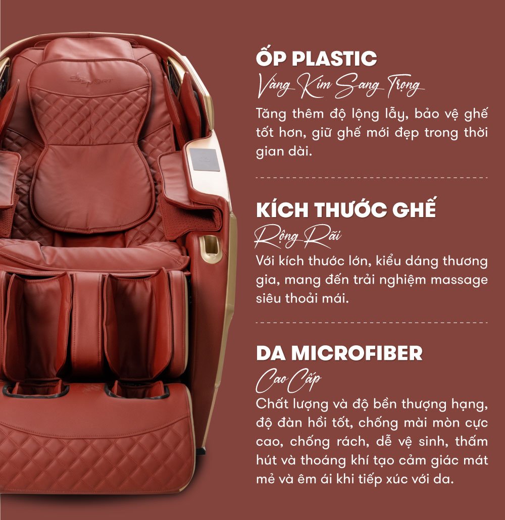 Ghế Massage ELIP Olas sử dụng ốp plastic sang trọng