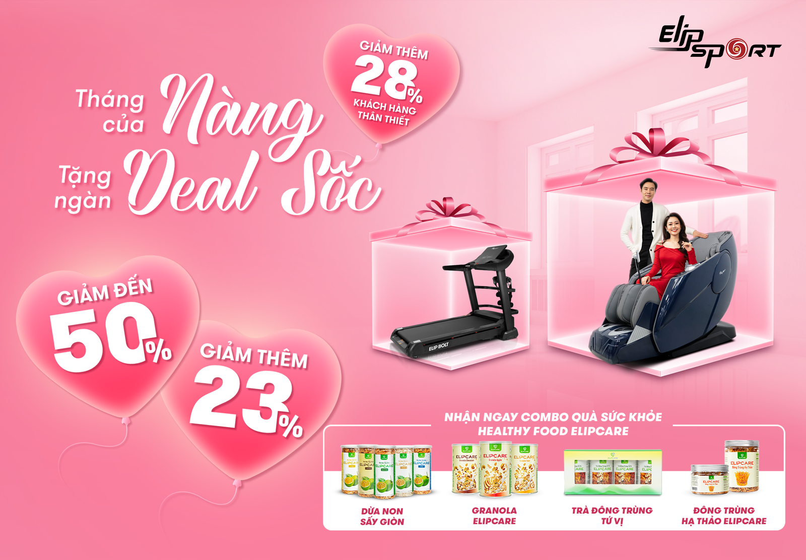 THÁNG CỦA NÀNG - TẶNG NGÀN DEAL SỐC: ELIPSPORT GIẢM ĐẾN 50%, GIẢM THÊM 28%